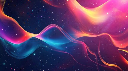 Poster - Vibrant abstract neon background featuring dynamic beams and stars Digital illustration