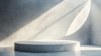 Poster - abstract white light illuminating a wall texture featuring geometric shapes 3d render for product di