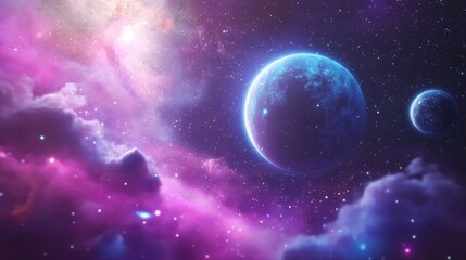 Wall Mural - image of outer space in a 3d cartoon rendering mixed media