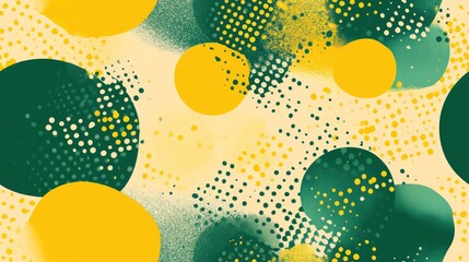 Poster - Seamless background featuring polka dots in green and yellow hues