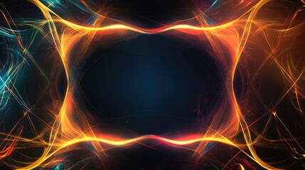 Poster - Multicolored laser light abstract background for design featuring a patterned frame with ample space for text