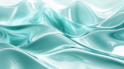 Poster - Flowing Wave Pattern on Aqua Background