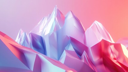 Poster - Low poly abstract geometric background featuring a modern gradient color scheme in a fantasy 3D rendering style