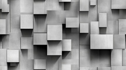 Poster - geometric pattern featuring gray tones and three dimensional boxes
