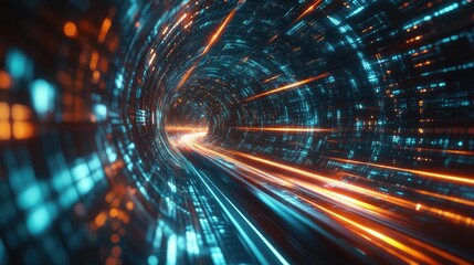 Poster - 3D illustration depicting an abstract concept of technology and speed