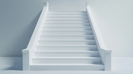 Poster - front view of white stairs blank mockup for a platform or podium