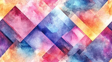 Poster - Geometric pattern featuring an abstract watercolor texture in a contemporary style