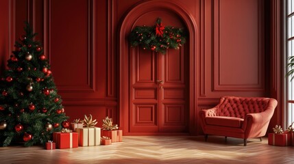 3D rendering of a mockup background with a Christmas theme