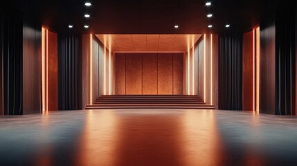 Poster - Futuristic 3D rendering of a clean empty stage center with a luxurious aesthetic