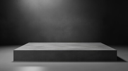Poster - 3D studio setup featuring a gray platform against a gray backdrop designed to emphasize empty space for showcasing products