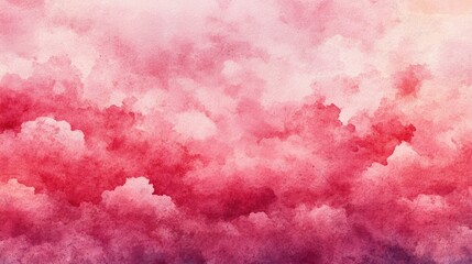 Poster - Abstract background featuring pink clouds in the sky Hand drawn illustration using watercolor or acrylic techniques