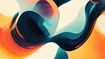 Poster - Abstract background artwork featuring gradient lines with 3D fluid shapes Dynamic liquid curves create colorful stripes in a modern design of minimal swirl and blended elements