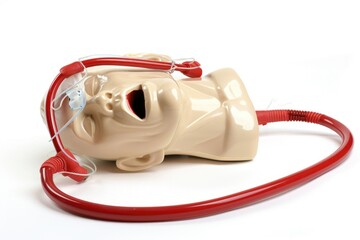 Poster - A red cord is connected to a white object