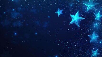 Poster - abstract blue background featuring luminous stars vector art