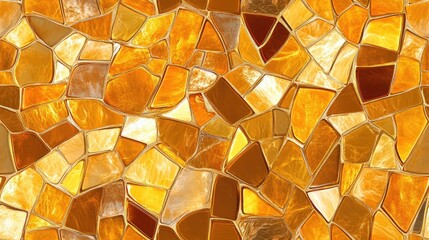 Poster - Seamless bright abstract mosaic pattern in gold with a glossy finish