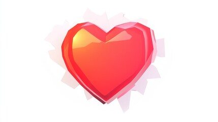Poster - Red heart shaped cutout in torn paper set against a white background