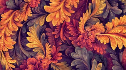 Poster - decorative textile and carpet patterns with a fractal background for creative design ideal for wallp