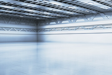 Poster - Clean spacious garage or warehouse interior with mock up place. 3D Rendering.