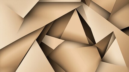 Poster - elegant geometric background featuring coffee beige tones with overlapping broken stripes and polygo