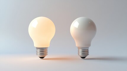 Poster - Isolated cool white and warm white light bulbs against a plain white background