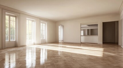 Poster - realistic interior of an empty apartment in 3d rendering
