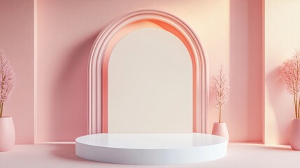 Poster - 3d render of an abstract podium platform for product showcasing and advertising minimalistic backdro