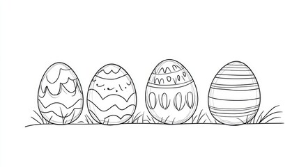Poster - Continuous line drawing of Easter eggs showcasing a minimalist and artistic design for various creative applications