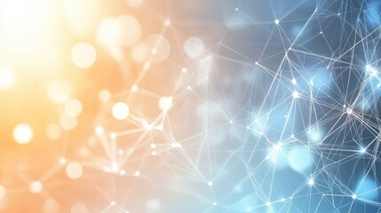 Poster - Networking Technology Abstract Background Growing Network Connections Light Blue And Orange Color Palette Metallic Silver Chrome Gradient
