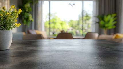Poster - 3d rendering of a tabletop with a blurred background interior