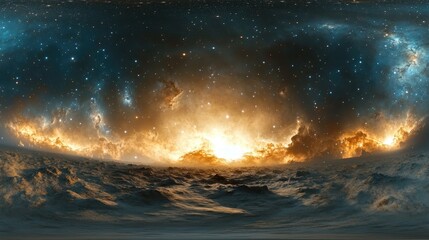 Poster - 360 degree space background with nebula and stars equirectangular projection environment map in 3d c