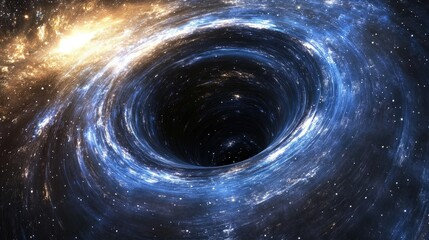 Wall Mural - Huge black hole warps space in 3D cartoon rendering 5K realistic science fiction art