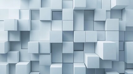 Poster - Abstract Background of White Cubes on a Wall 3D Rendered Illustration