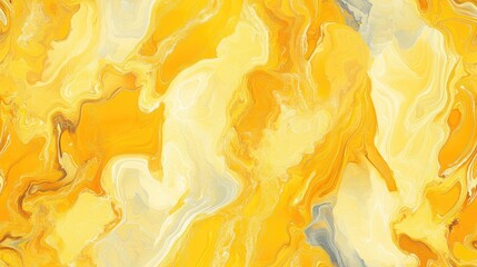 Poster - Fluid Seamless Tile with Psychedelic Watercolor Pattern Abstract Texture Background Vintage Illustration and Geometric Fabric Design in Gold Yellow