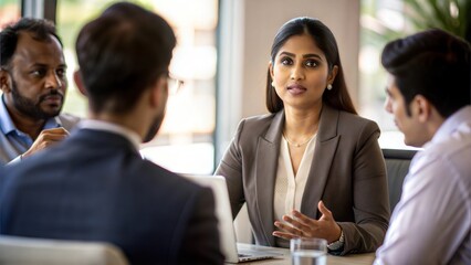 Indian Female Manager Conducting Team Meeting
