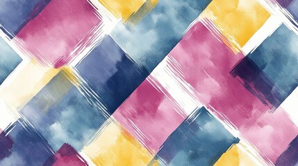 Poster - Geometric pattern featuring an abstract watercolor texture in a contemporary style