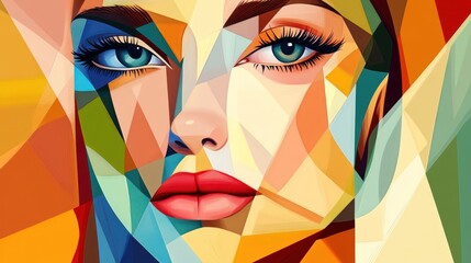 Sticker - Geometric Portrait of a Woman