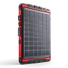 Poster - close up view of a solar panel with electrical connectors against a clean white background showcasin