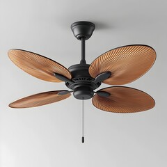 Poster - minimalistic ceiling fan with exposed electrical wiring on clean white background simplistic industr