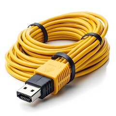 Poster - coiled extension cord with electrical cable isolated on white background for digital or graphic desi