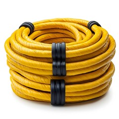 Poster - Coiled electrical extension cord with cable or wire on clean white studio background  Isolated image of industrial technology device or equipment for power electricity or engineering concepts