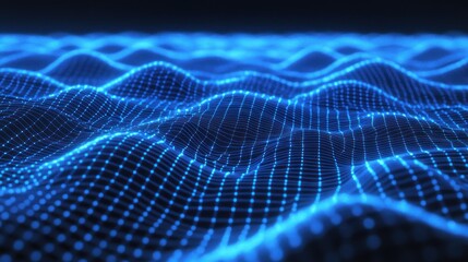 Poster - Abstract Blue Digital Waves