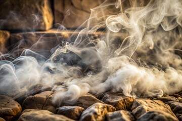 Wall Mural - smoke rising from stones creating ethereal abstract texture