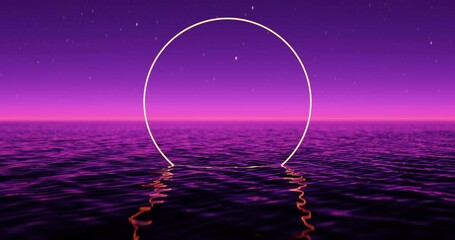 Wall Mural - wave sea beach and light circle and night sky with stars abstract background. nature summer and prod