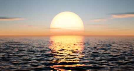 Wall Mural - wave sea beach and sunset sky abstract background. nature and summer concept. 3d render.