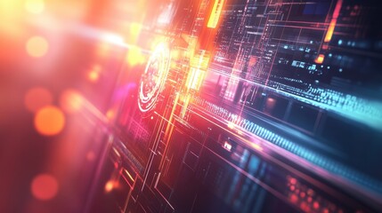 Poster - Abstract Digital Interface with Glowing Lines and Data
