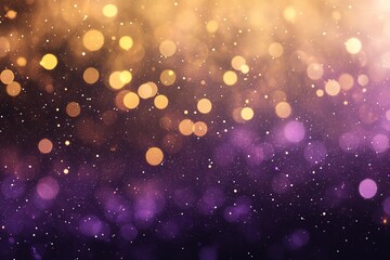 Wall Mural - golden and purple bokeh lights on dark background.