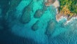 © Riz - Aerial View of Turquoise Ocean Water and Coastal Forest