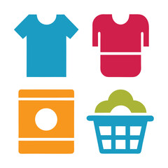 Set of laundry icon on White Background