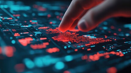 Strategic insights analysis, person uncovering data layers on a screen, 3D illustration