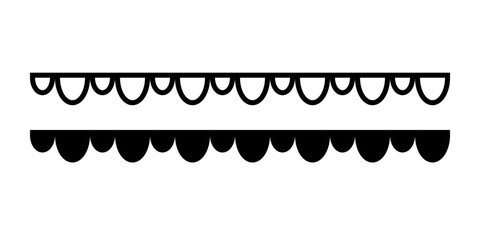 Poster - scalloped edge seamless strokes set. simple scalloped border. fabric laces silhouette. repeat cute v